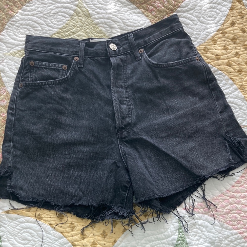 Agolde Washed Black Cutoff Shorts